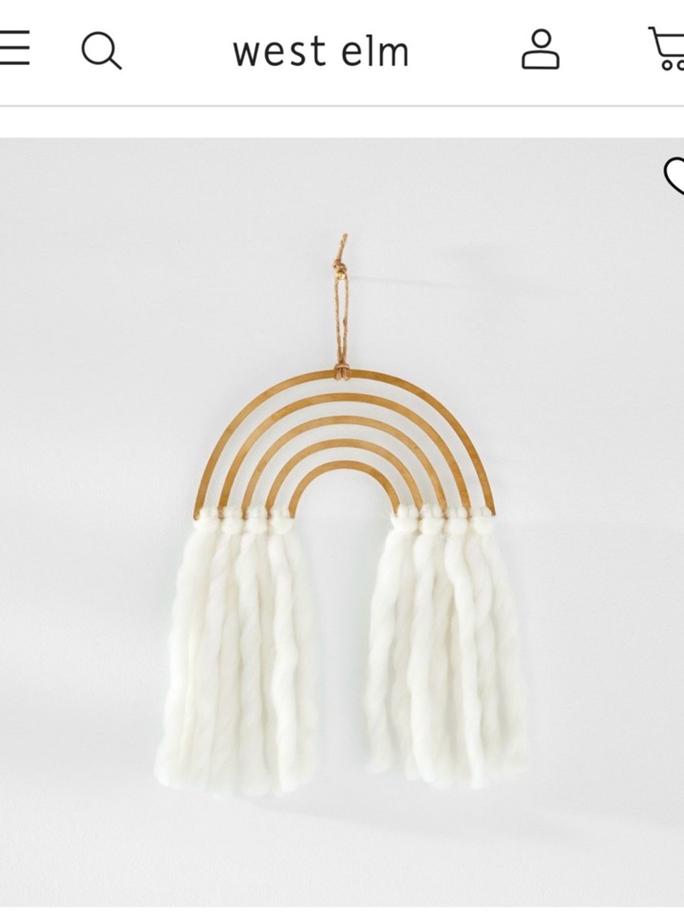 West Elm Gold and White Rainbow Wall Hanging